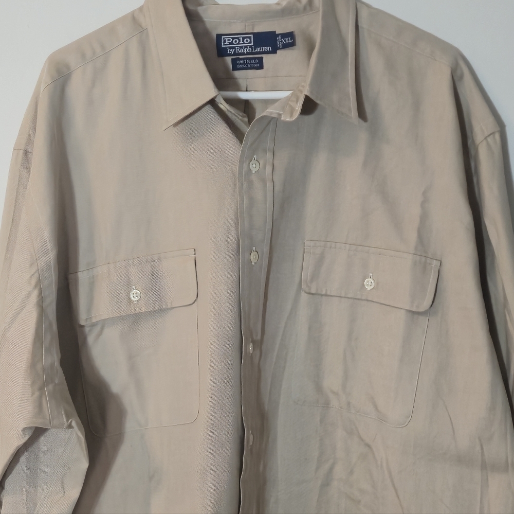 Polo Ralph Lauren XXL Whitfield Khaki Cotton Button Down Quiet Luxury Classic - Picture 3 of 8